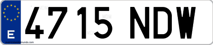 Ejemplo de matrícula de coche ordinaria 4715 NDW