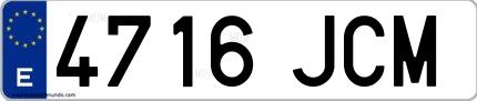 Ejemplo de matrícula española 4716 JCM