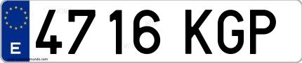 Ejemplo de matrícula española 4716 KGP