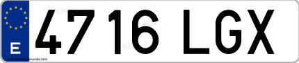 Ejemplo de matrícula de coche ordinaria 4716 LGX