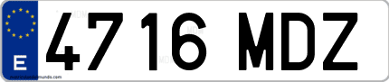 Ejemplo de matrícula de coche ordinaria 4716 MDZ