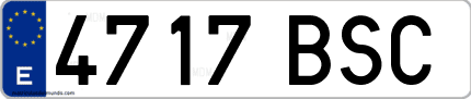 Ejemplo de matrícula de coche ordinaria 4717 BSC