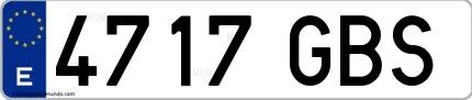 Ejemplo de matrícula española 4717 GBS