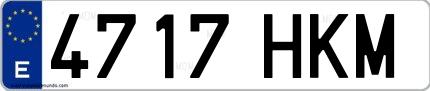 Ejemplo de matrícula española 4717 HKM