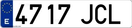 Ejemplo de matrícula española 4717 JCL