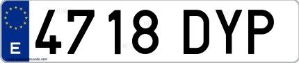 Ejemplo de matrícula española 4718 DYP