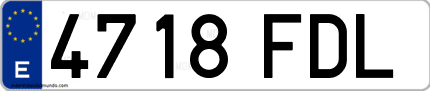 Ejemplo de matrícula de coche ordinaria 4718 FDL
