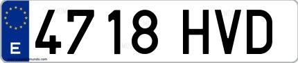 Ejemplo de matrícula española 4718 HVD