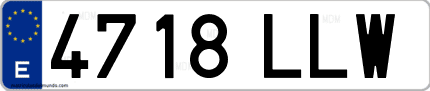Ejemplo de matrícula de coche ordinaria 4718 LLW