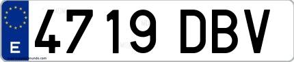 Ejemplo de matrícula española 4719 DBV