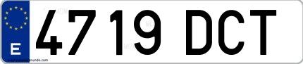 Ejemplo de matrícula de coche ordinaria 4719 DCT