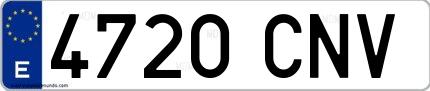 Ejemplo de matrícula de coche ordinaria 4720 CNV