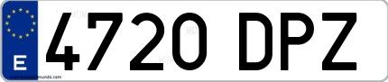 Ejemplo de matrícula española 4720 DPZ