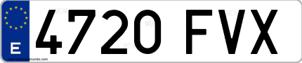 Ejemplo de matrícula de coche ordinaria 4720 FVX