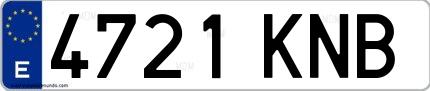 Ejemplo de matrícula española 4721 KNB