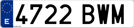 Ejemplo de matrícula de coche ordinaria 4722 BWM
