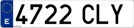 Ejemplo de matrícula de coche ordinaria 4722 CLY