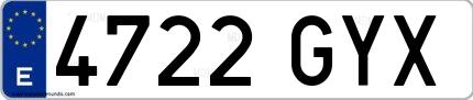 Ejemplo de matrícula de coche ordinaria 4722 GYX