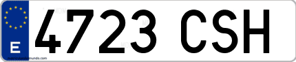 Ejemplo de matrícula de coche ordinaria 4723 CSH