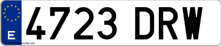 Ejemplo de matrícula de coche ordinaria 4723 DRW