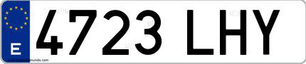 Ejemplo de matrícula española 4723 LHY