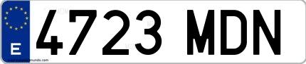 Ejemplo de matrícula española 4723 MDN
