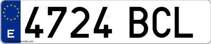 Ejemplo de matrícula española 4724 BCL