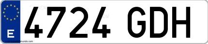 Ejemplo de matrícula española 4724 GDH