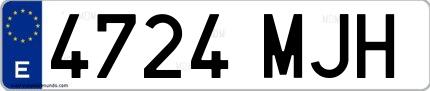 Ejemplo de matrícula española 4724 MJH