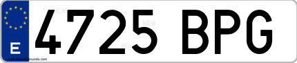 Ejemplo de matrícula de coche ordinaria 4725 BPG
