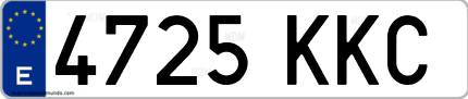 Ejemplo de matrícula de coche ordinaria 4725 KKC