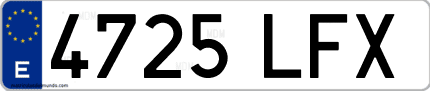 Ejemplo de matrícula de coche ordinaria 4725 LFX