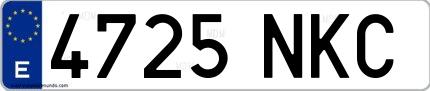 Ejemplo de matrícula española 4725 NKC