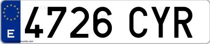 Ejemplo de matrícula española 4726 CYR