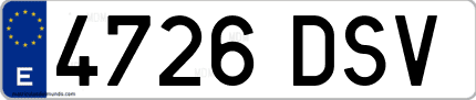 Ejemplo de matrícula de coche ordinaria 4726 DSV