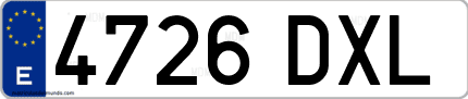 Ejemplo de matrícula de coche ordinaria 4726 DXL