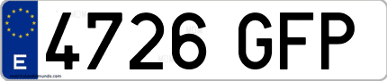 Ejemplo de matrícula de coche ordinaria 4726 GFP