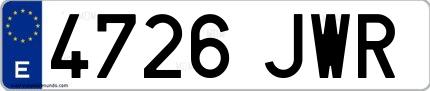Ejemplo de matrícula española 4726 JWR