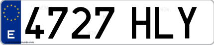 Ejemplo de matrícula de coche ordinaria 4727 HLY