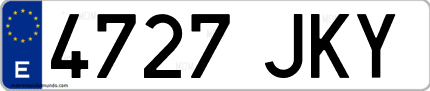 Ejemplo de matrícula de coche ordinaria 4727 JKY