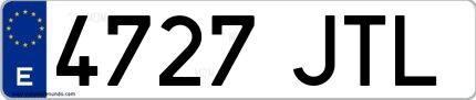Ejemplo de matrícula española 4727 JTL