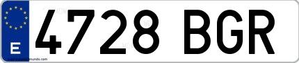 Ejemplo de matrícula española 4728 BGR
