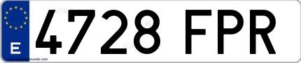 Ejemplo de matrícula española 4728 FPR