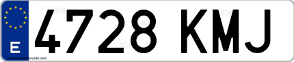 Ejemplo de matrícula de coche ordinaria 4728 KMJ