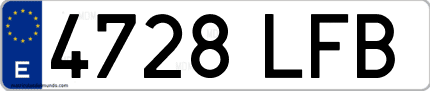 Ejemplo de matrícula de coche ordinaria 4728 LFB