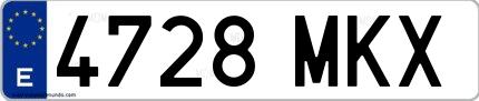Ejemplo de matrícula española 4728 MKX