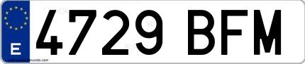 Ejemplo de matrícula española 4729 BFM