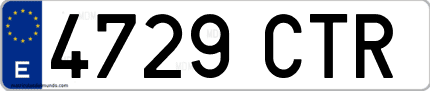 Ejemplo de matrícula de coche ordinaria 4729 CTR