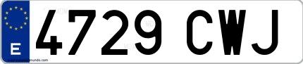Ejemplo de matrícula española 4729 CWJ