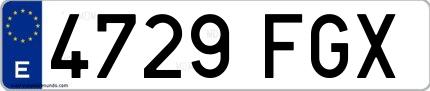 Ejemplo de matrícula española 4729 FGX